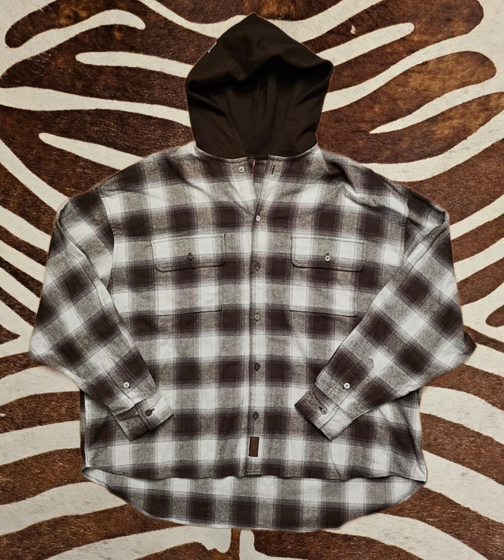 SKIMS Oversized Flannel Hooded Shirt Sz S NEW NWOT